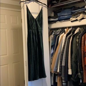 Emerald green velvet dress